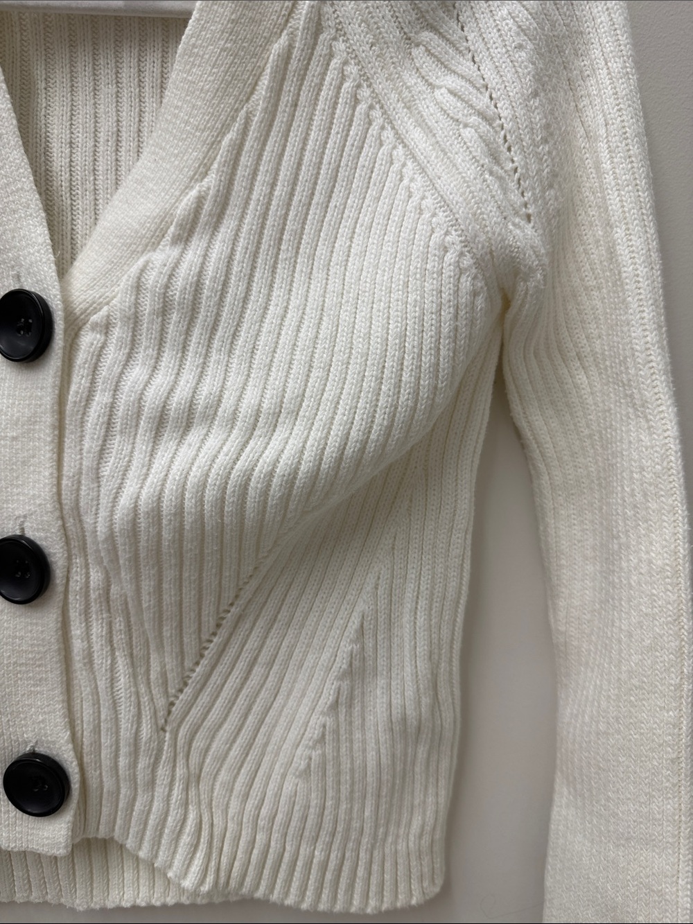 ASOS White Ribbed V-Neck Button-Up Cardigan - Picture 4 of 5